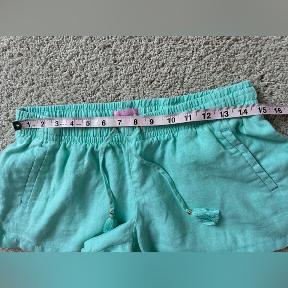 Lilly Pulitzer Linen drawstring shorts Aqua blue green Medium - Picture 8 of 11